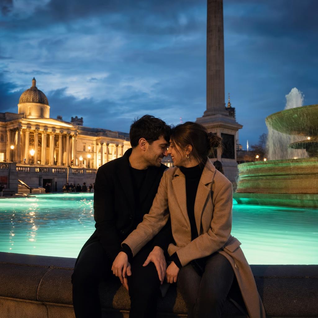 In Trafalgar square - marriage proposal in London