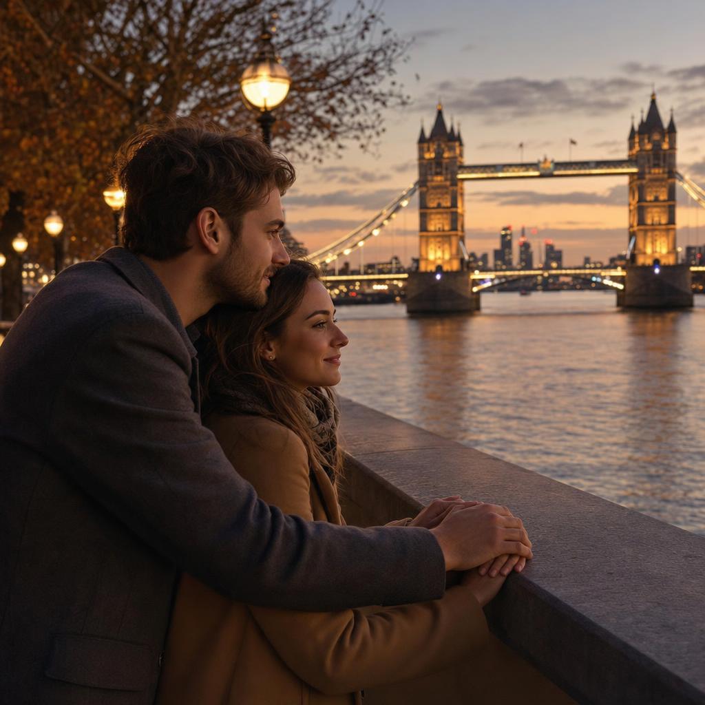 On the banks of the Thames - marriage proposal in London